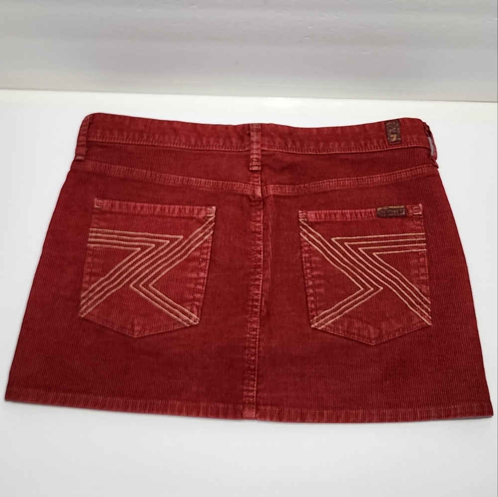 7 For All Mankind Red Corduroy Mini Skirt
